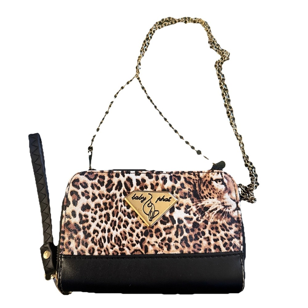 Baby Phat Y2K Clutch Wristlet Handbag Wallet Purse Cheetah Animal Print Gold